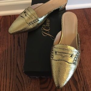 Jcrew VGC in box gold loafer mules